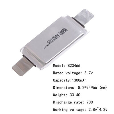 XL 823466 3.7V 1300mAh Semi-solid State LiNiMnCoO2 Cathode Drone Battery 70C High Discharge Disposable -10~50C Operating Temp