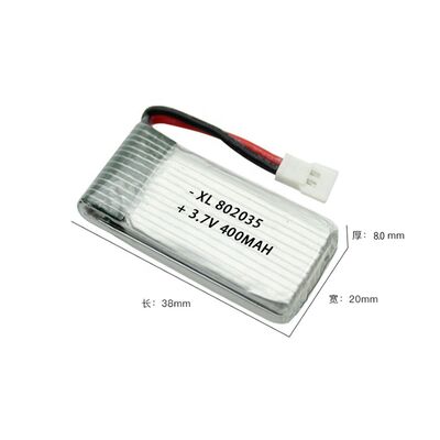 802035 High Discharge Lipo Battery 3.7v 400mah 25C 30C for Drone/uav