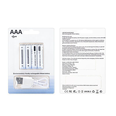 Logo Print Lithium 1.5v AAA USB Rechargeable Charging Battery 1.5v Triple a Type-c Port Aa Usb Rechargeable Batteries