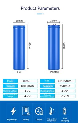 18650 3.7V 1800mAh Rechargeable Lithium Battery - for Flashlights, Speakers, Sprayers, Digital Devices - Bulk Wholesale OEM/ODM