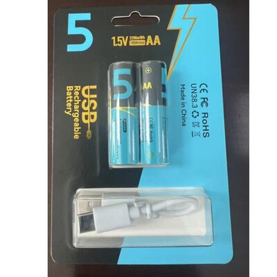 USB-C Rechargeable AA Batteries, 1.5V 2200mWh for Smart Locks, Cameras, Toys. Long-Lasting & Fast Charging