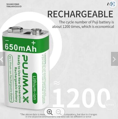 USB Battery New Products 1pcs 650mAh 9V Lithium-ion Rechargeable Battery for Multimeter Wireless Microphone Smoke Detectors
